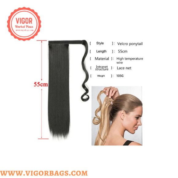 Long Straight Ponytail Hair Synthetic Extensions & Long Curly Wavy Hair 16 Clip main image 6